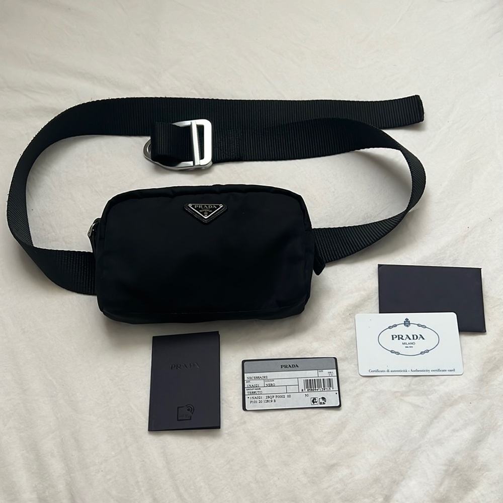 Prada cosmetic bag turned Fanny pack belt bag